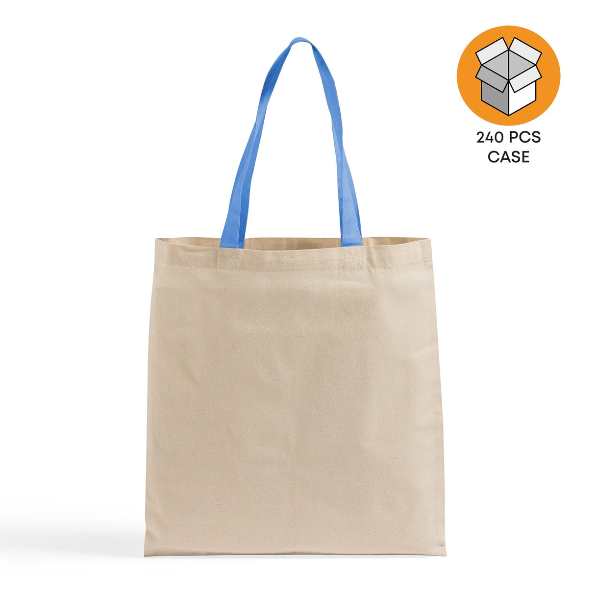 240 ct Wholesale Tote Bags With Color Handles 100% Cotton - By Case