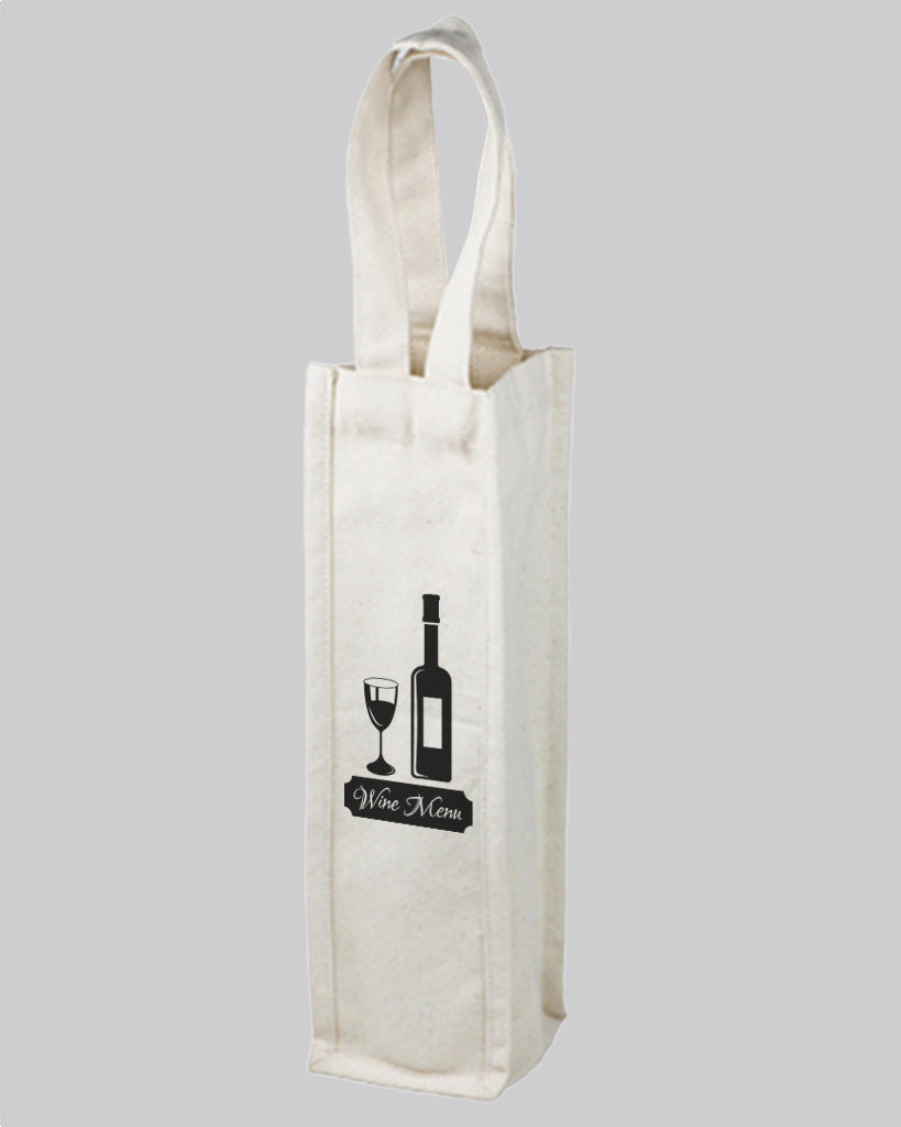 Natural White Canvas Wine Bag for Wedding Decorations w/ Your Logo