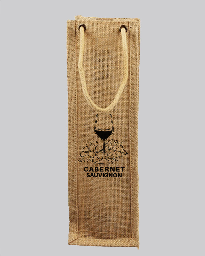 Single Bottle Jute Wine Bags / Burlap Wine Bags with Rope Handles w/ Your Logo