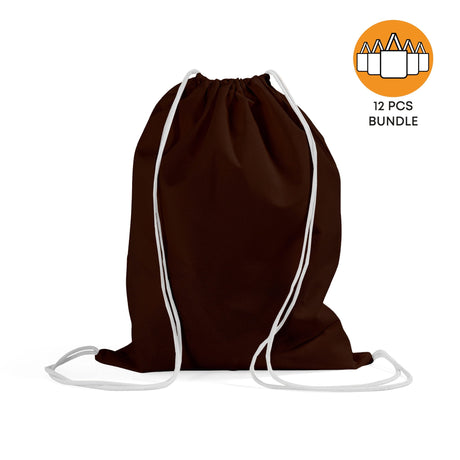 12 ct Economical Sport Cotton Drawstring Bag Cinch Packs - By Dozen