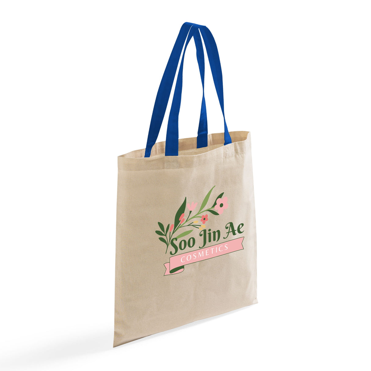 Color Handle Customized Cotton Tote Bags / Promo Logo Tote Bags Two Tone - TB160