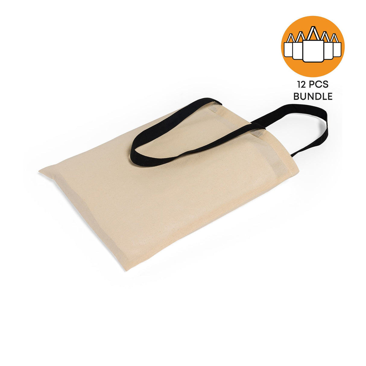 12ct Wholesale Tote Bags With Color Handles 100% Cotton - By Dozen