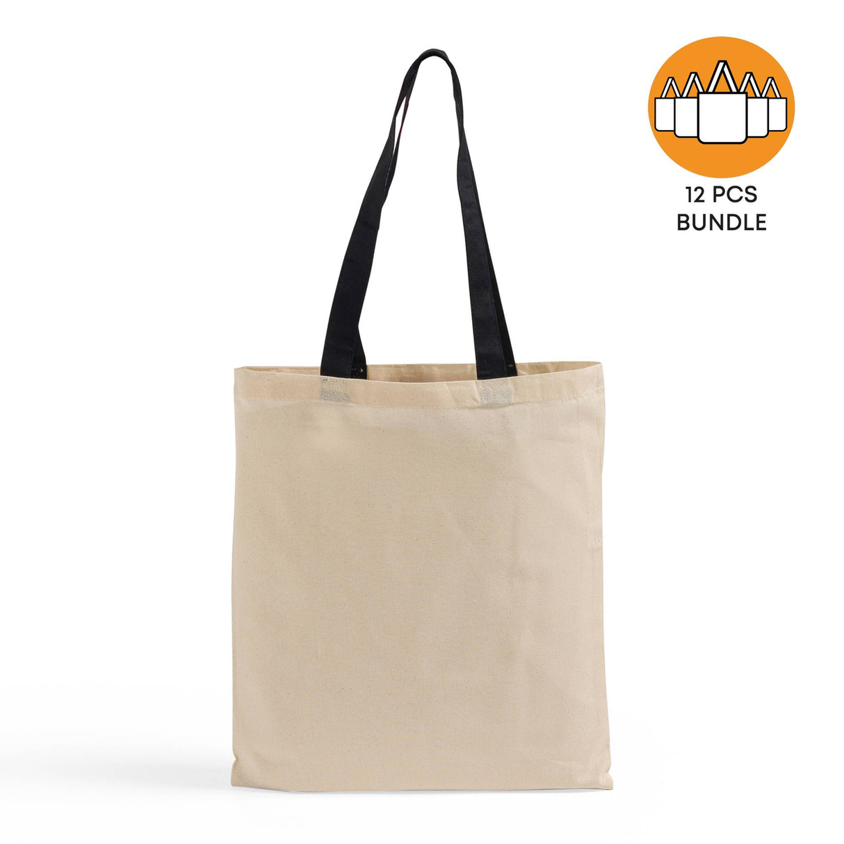 12ct Wholesale Tote Bags With Color Handles 100% Cotton - By Dozen