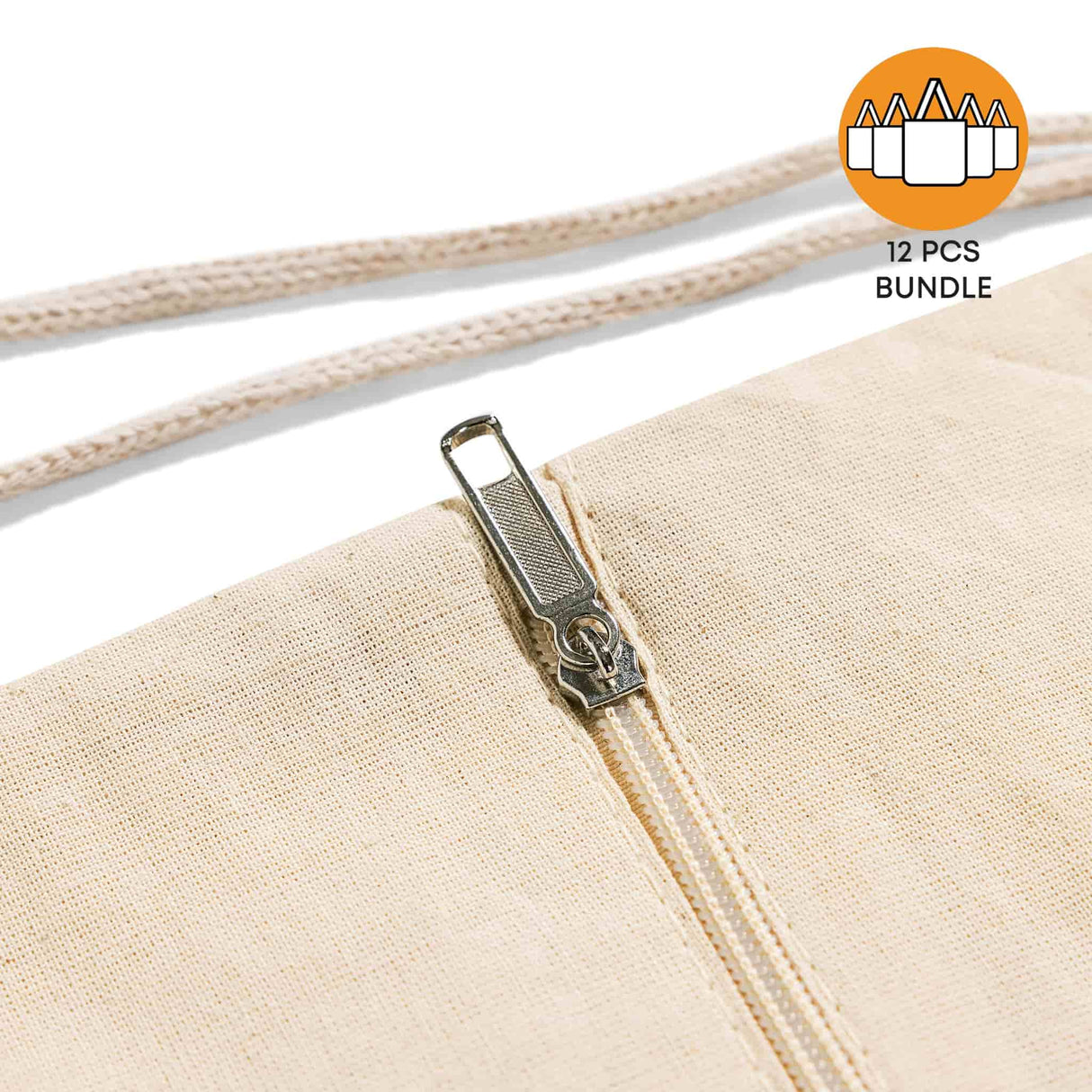 Zippered Canvas Drawstring Bag
