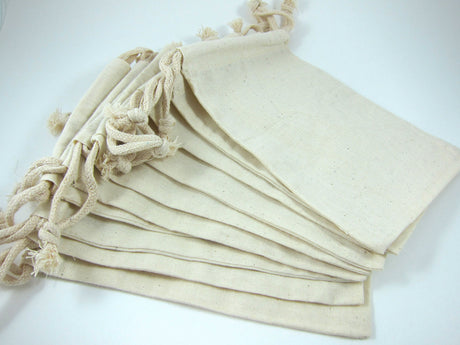 120 ct Cotton Canvas Value Drawstring Pouches / Favor Bags - By Pack