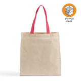 240 ct Wholesale Tote Bags With Color Handles 100% Cotton - By Case
