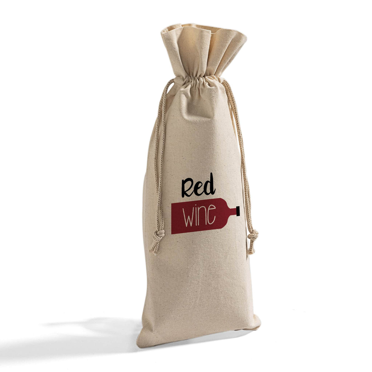 Printed Cotton-Jute Natural Wine Bags with Drawstrings Closure - Custom Jute Drawstrings With Your Logo