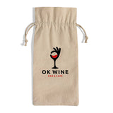 Printed Cotton-Jute Natural Wine Bags with Drawstrings Closure - Custom Jute Drawstrings With Your Logo