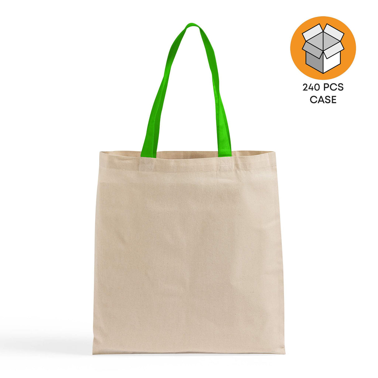 240 ct Wholesale Tote Bags With Color Handles 100% Cotton - By Case