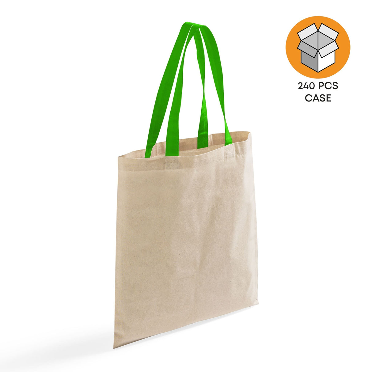 240 ct Wholesale Tote Bags With Color Handles 100% Cotton - By Case