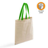 240 ct Wholesale Tote Bags With Color Handles 100% Cotton - By Case