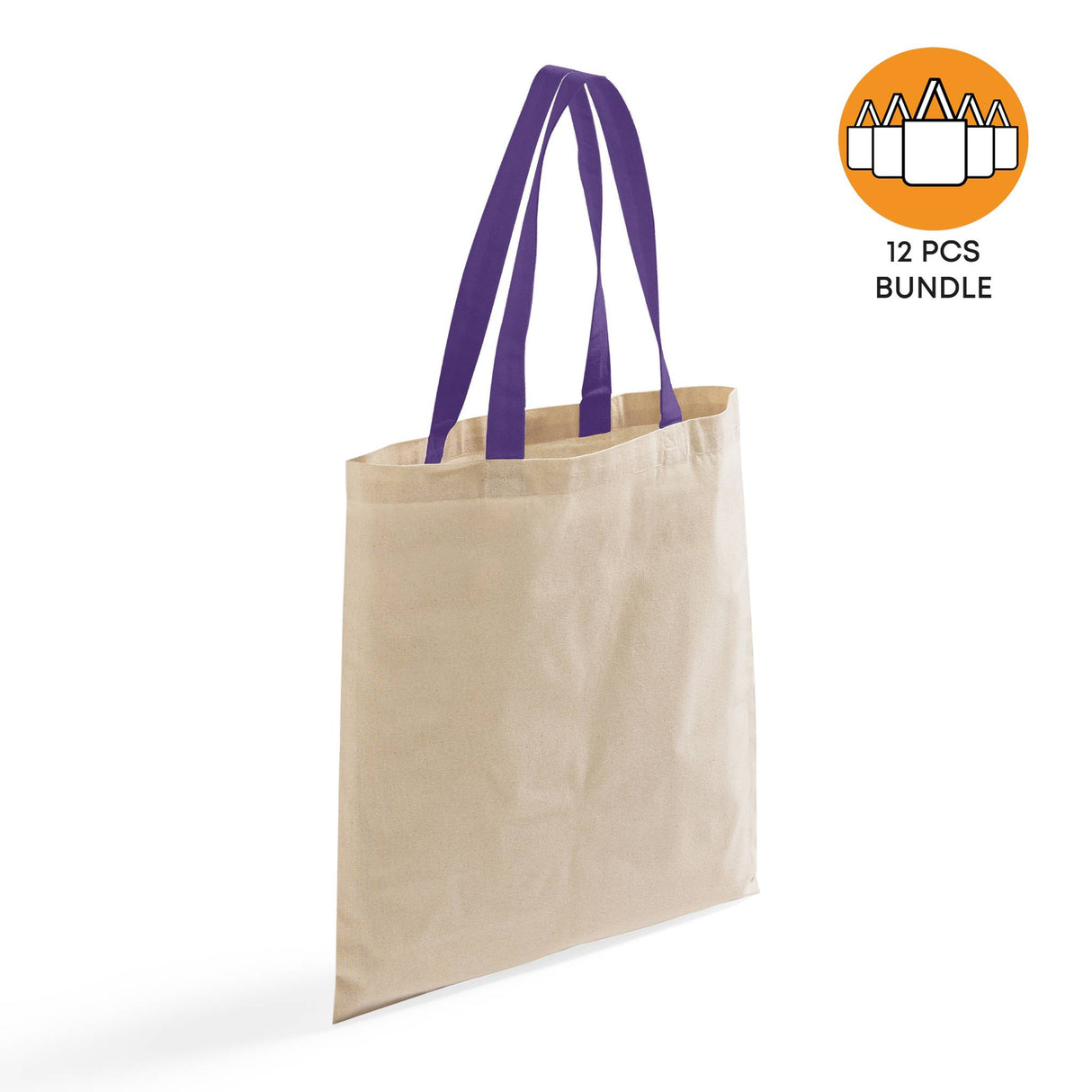 12ct Wholesale Tote Bags With Color Handles 100% Cotton - By Dozen