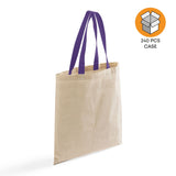240 ct Wholesale Tote Bags With Color Handles 100% Cotton - By Case