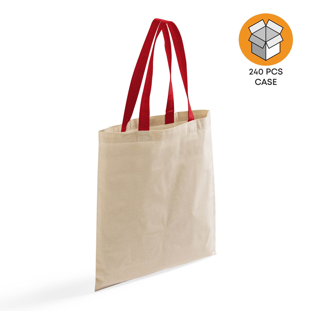 240 ct Wholesale Tote Bags With Color Handles 100% Cotton - By Case