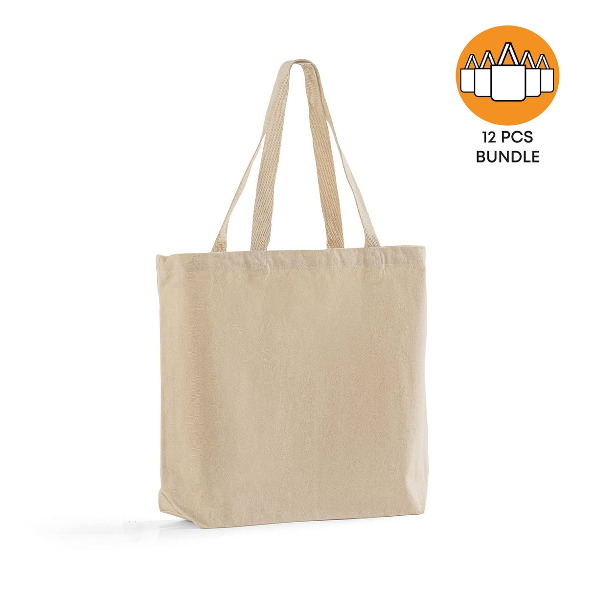 12 ct Med/Large Canvas Wholesale Tote Bag with Long Handles - By Dozen