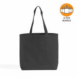 12 ct Large Size Light Canvas Tote Bag with Long Handles - By Dozen