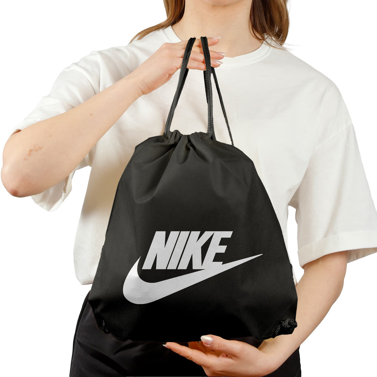 Custom Logo Drawstring Backpack Customized Drawstring Backpack - Non-Woven Bag with Your Logo