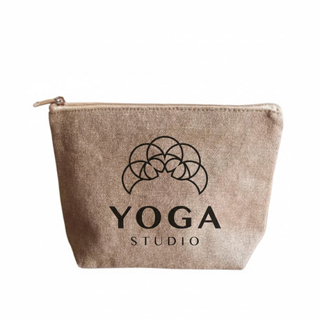 Zippered Jute / Canvas Pouch Cosmetic Bag with Gusset w/ Your Logo