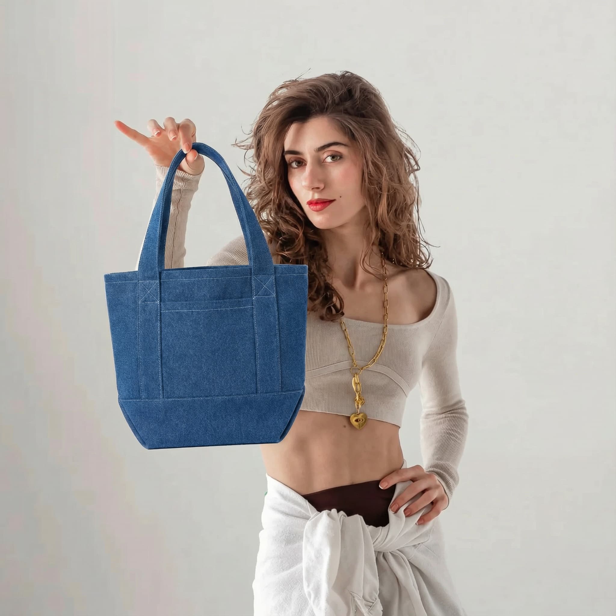 120 ct Mini Iconic Denim Bag - DE237 - By Case