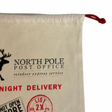 North Pole Printed 24" Cotton Laundry Bags / Santa Sacks