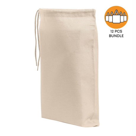 12 ct Cotton Shoe Bags / Value Drawstring Bags - By Dozen