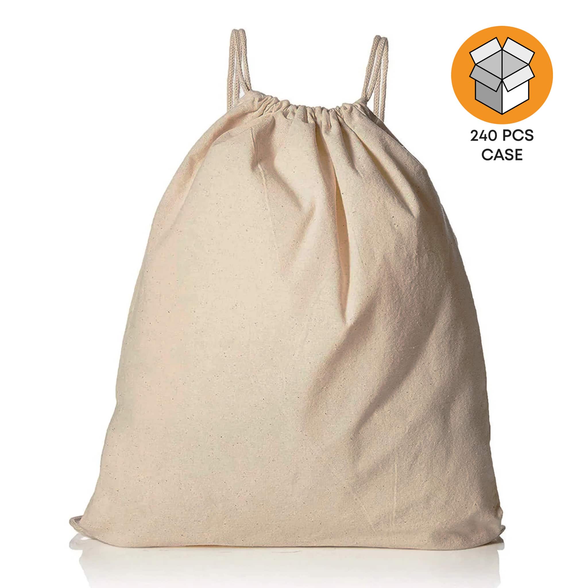 240 ct Organic Cotton Canvas Drawstring Bags / Backpacks