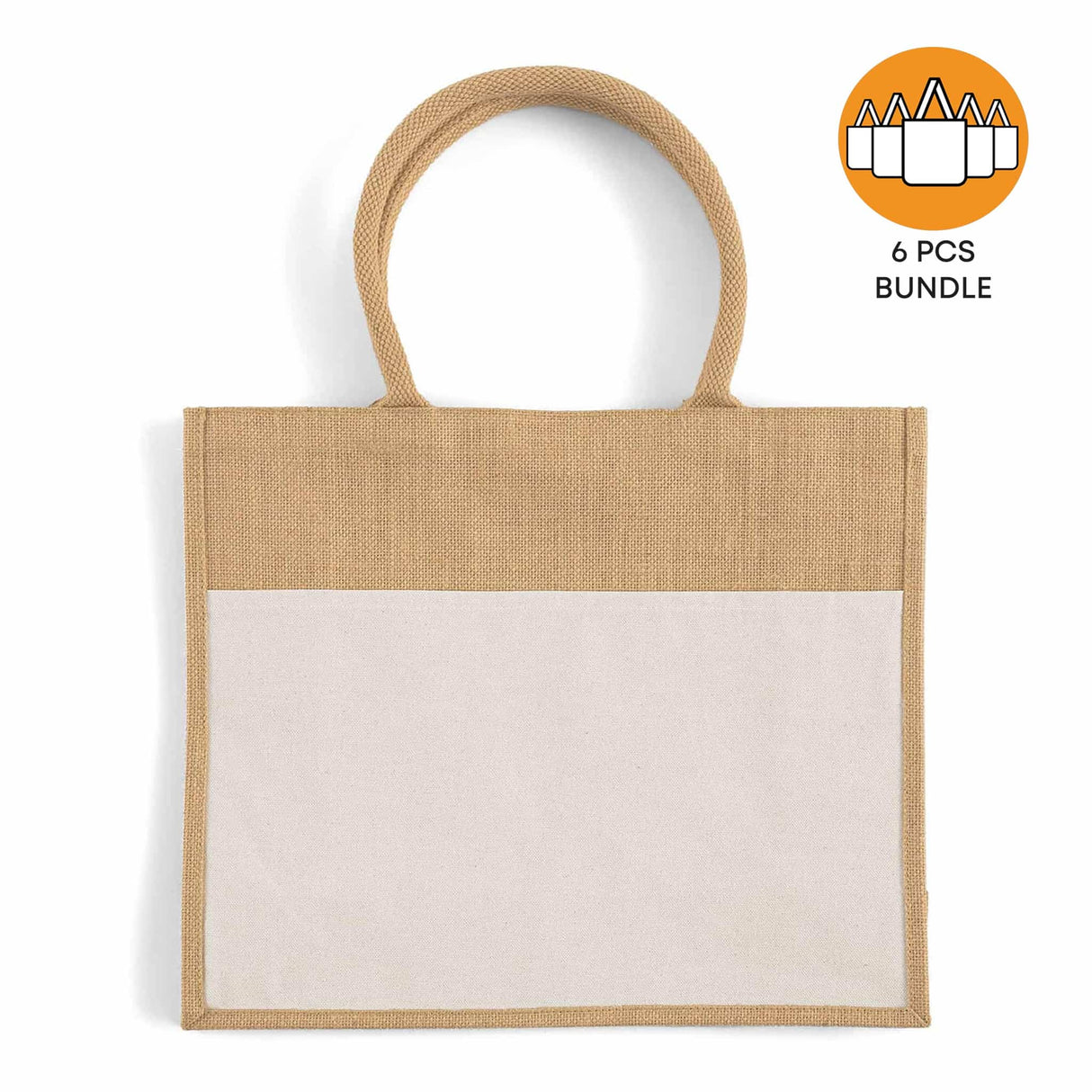 6 ct Large Easy-Print Jute Bag - By Bundle