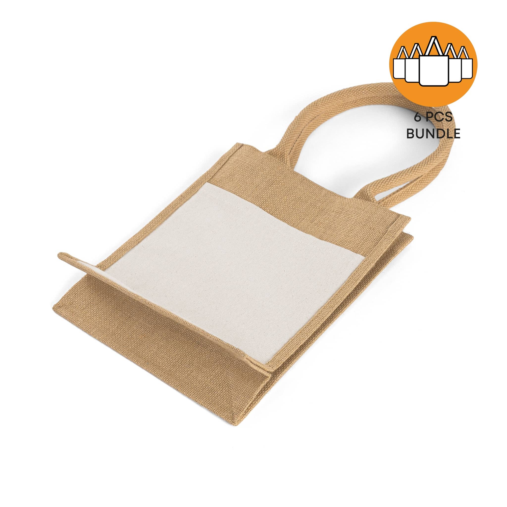 6 ct Small Easy-Print Jute Bag - By Bundle
