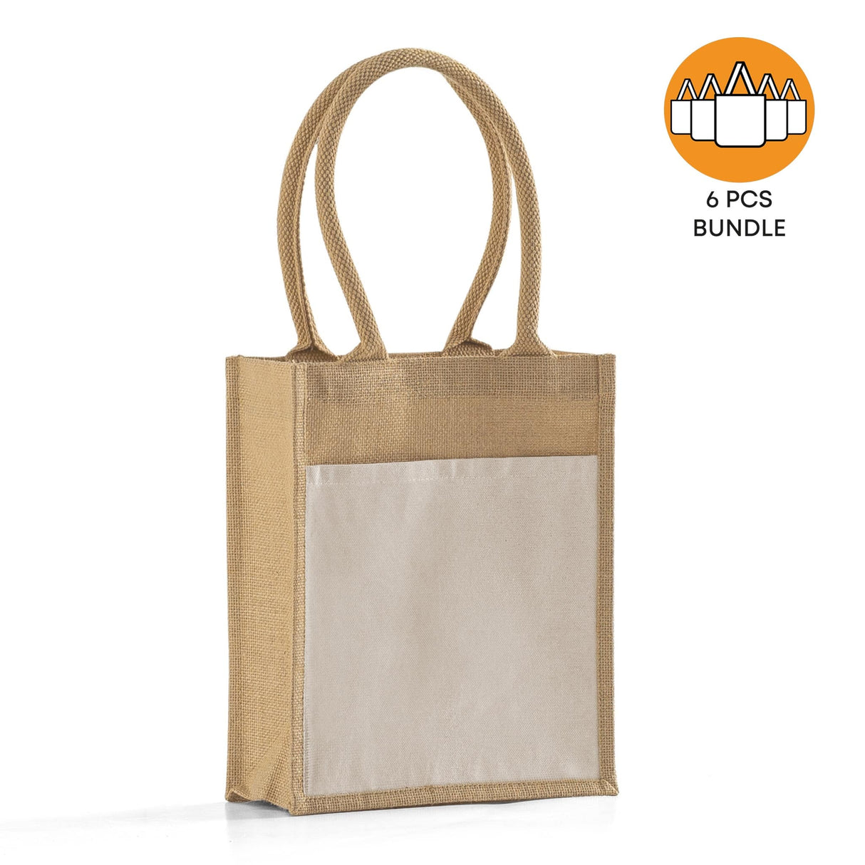 6 ct Small Easy-Print Jute Bag - By Bundle