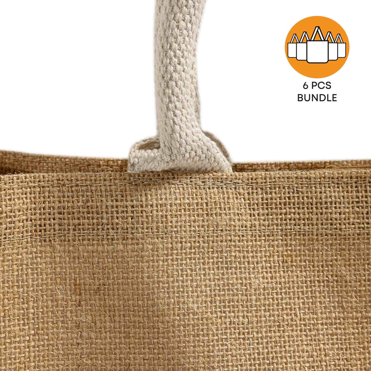 6 ct Easy-to-Decorate Jute Tote Bags with Canvas Front Pocket - Pack of 6