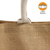 6 ct Easy-to-Decorate Jute Tote Bags with Canvas Front Pocket - Pack of 6