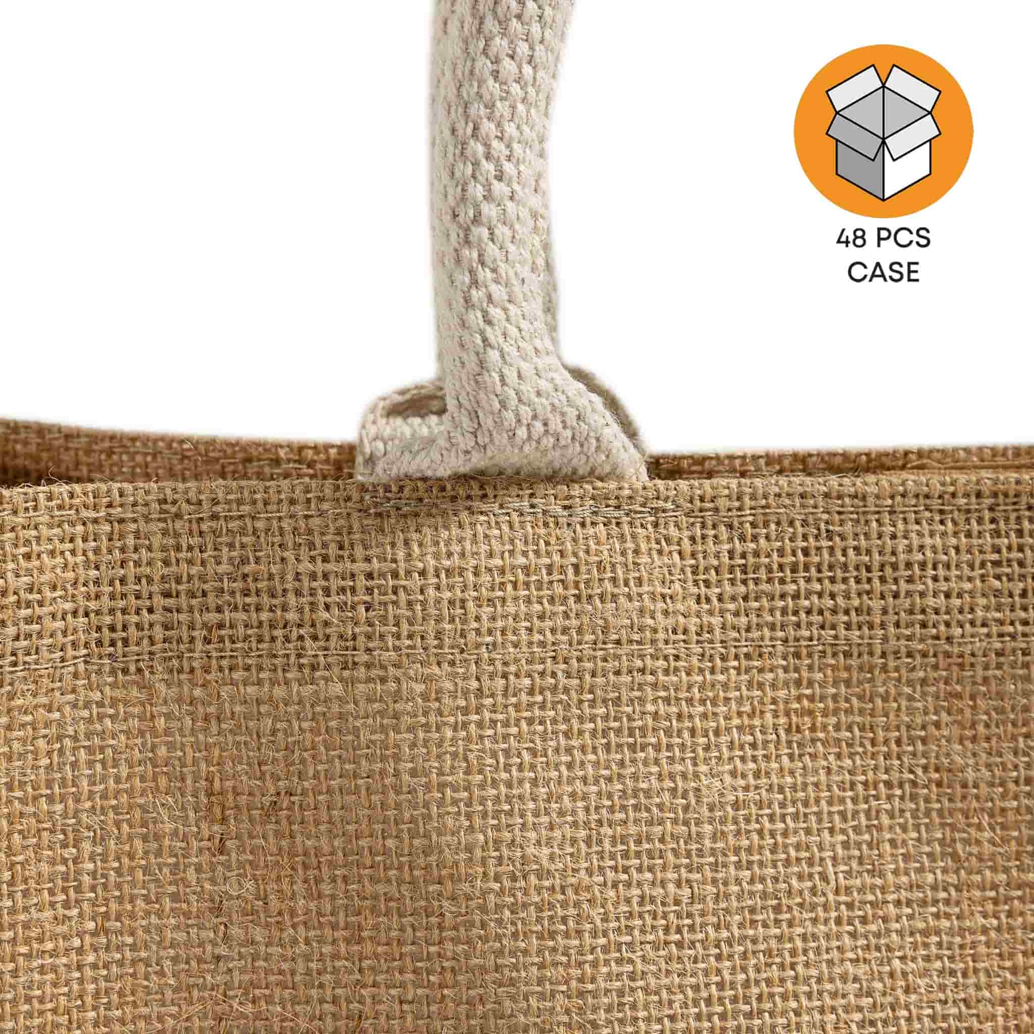48 ct Easy-to-Decorate Jute Tote Bags with Canvas Front Pocket - By Ca
