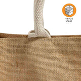 48 ct Easy-to-Decorate Jute Tote Bags with Canvas Front Pocket - By Case