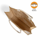 6 ct Easy-to-Decorate Jute Tote Bags with Canvas Front Pocket - Pack of 6