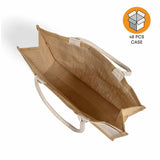 48 ct Easy-to-Decorate Jute Tote Bags with Canvas Front Pocket - By Case