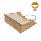 6 ct Easy-to-Decorate Jute Tote Bags with Canvas Front Pocket - Pack of 6