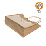 48 ct Easy-to-Decorate Jute Tote Bags with Canvas Front Pocket - By Case