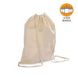 12 ct Economical Sport Cotton Drawstring Bag Cinch Packs - By Dozen