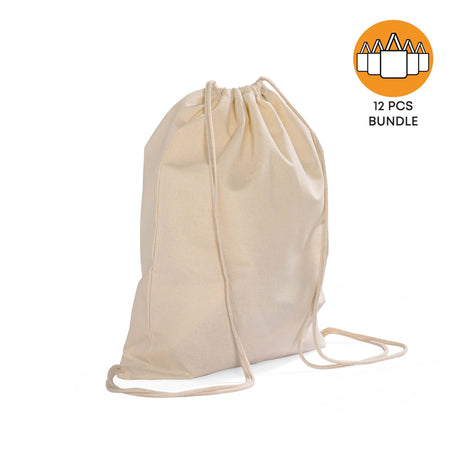 12 ct Economical Sport Cotton Drawstring Bag Cinch Packs - By Dozen