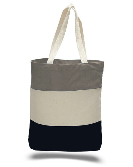 144 ct Wholesale Heavy Canvas Tote Bags Tri-Color - By Case