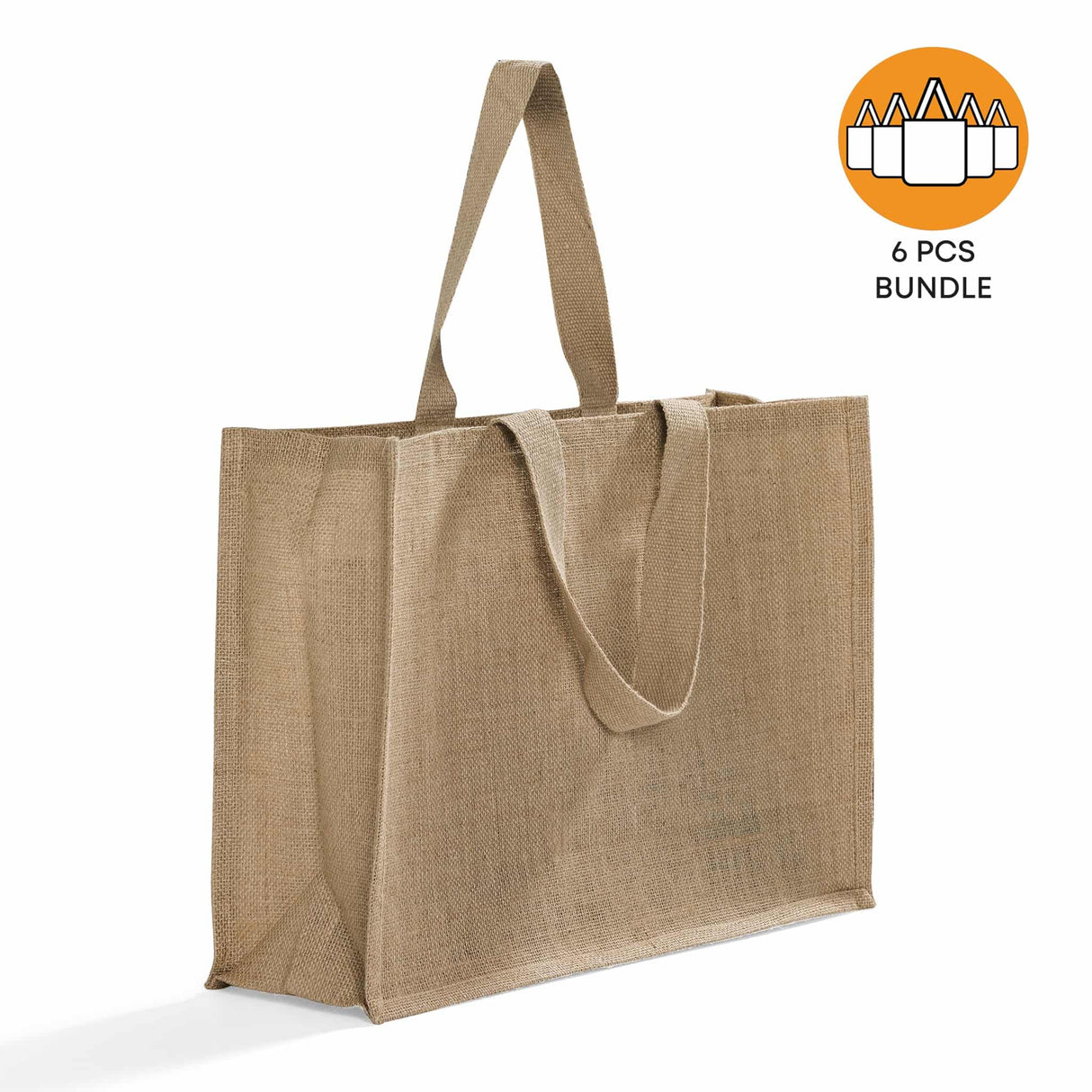 6 ct Extra Large Jute - Burlap Shopping Tote Bags - TJ879 - By Bundle