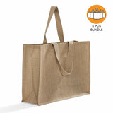 6 ct Extra Large Jute - Burlap Shopping Tote Bags - TJ879 - By Bundle