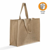 48 ct Extra Large Jute - Burlap Shopping Tote Bags - TJ879 - Case