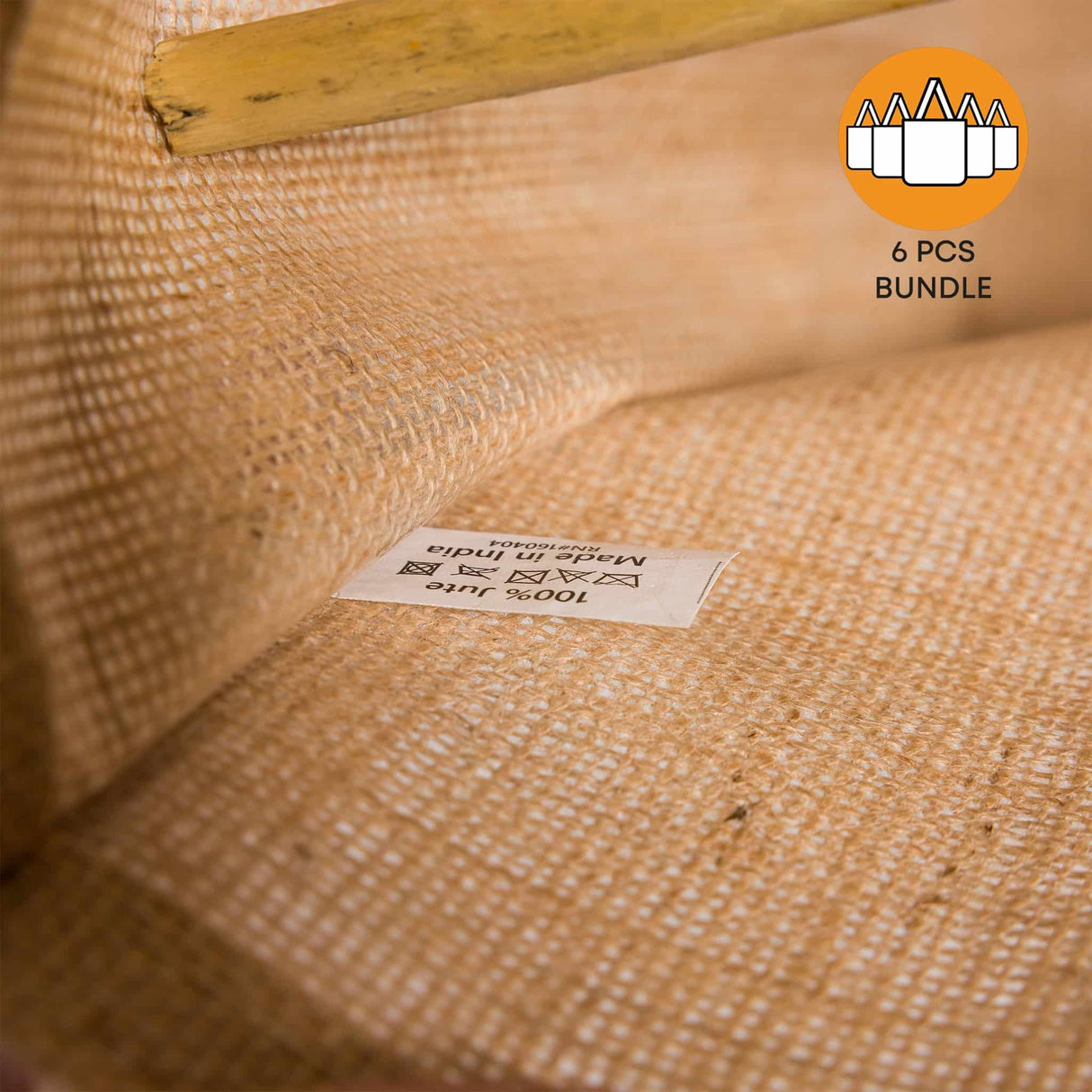 6 ct Extra Large Jute - Burlap Shopping Tote Bags - TJ879 - By Bundle