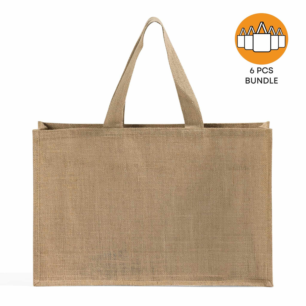6 ct Extra Large Jute - Burlap Shopping Tote Bags - TJ879 - By Bundle