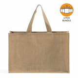 6 ct Extra Large Jute - Burlap Shopping Tote Bags - TJ879 - By Bundle