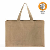 48 ct Extra Large Jute - Burlap Shopping Tote Bags - TJ879 - Case