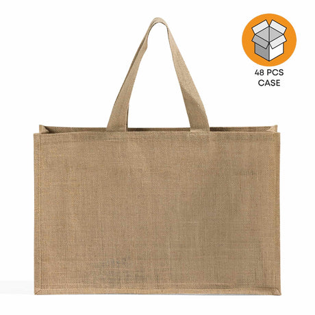 48 ct Extra Large Jute - Burlap Shopping Tote Bags - TJ879 - Case