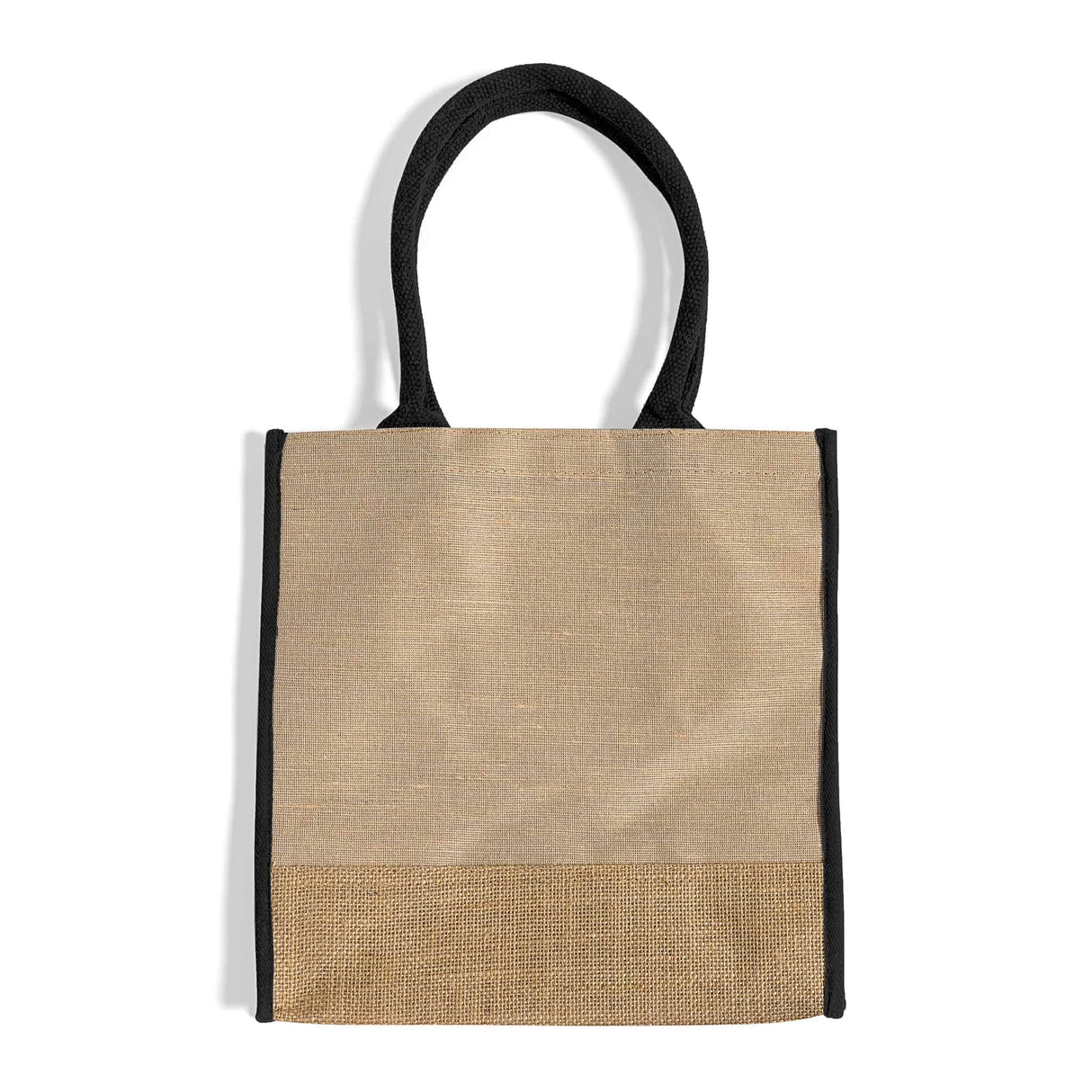 fancy black jute blend tote bag