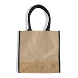 fancy black jute blend tote bag